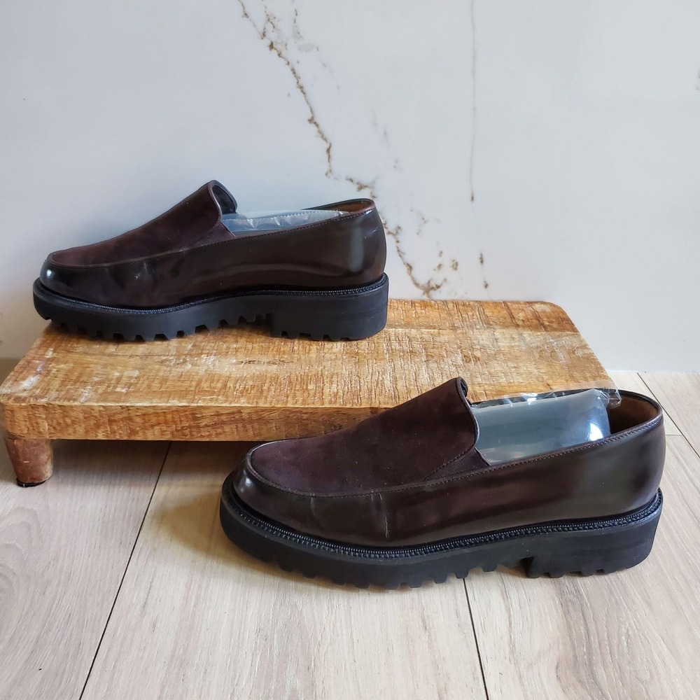 Paul Green Loafers Womens 10 EUR 41 Brown Suede Vibram Lug Sole Slip On Flats